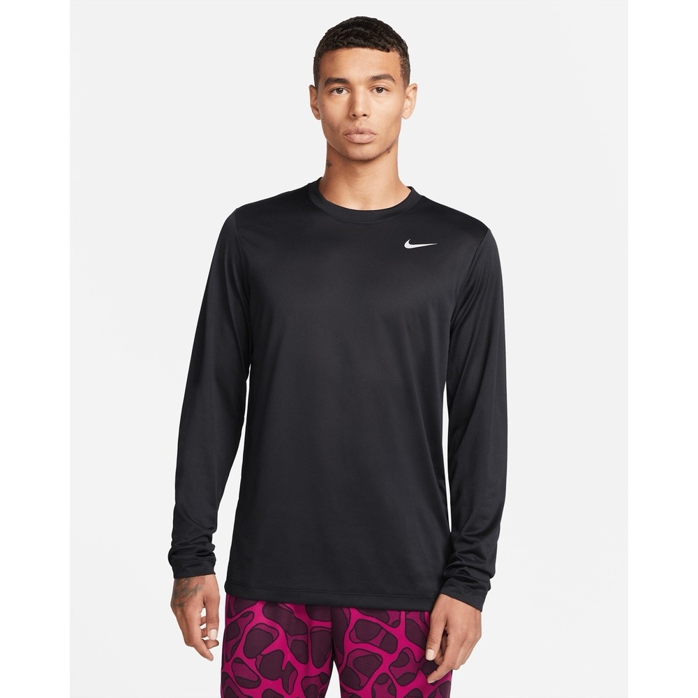 Nike Mens Dri-FIT Long Sleeve Performance Shirt Black F5JOM 125452‎ XL